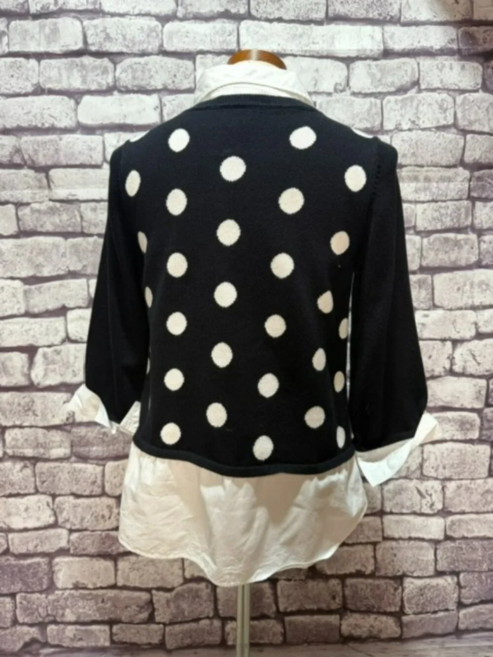 Chico's Black & White 3/4 Sleeve Blouse Size M - Picture 4 of 6